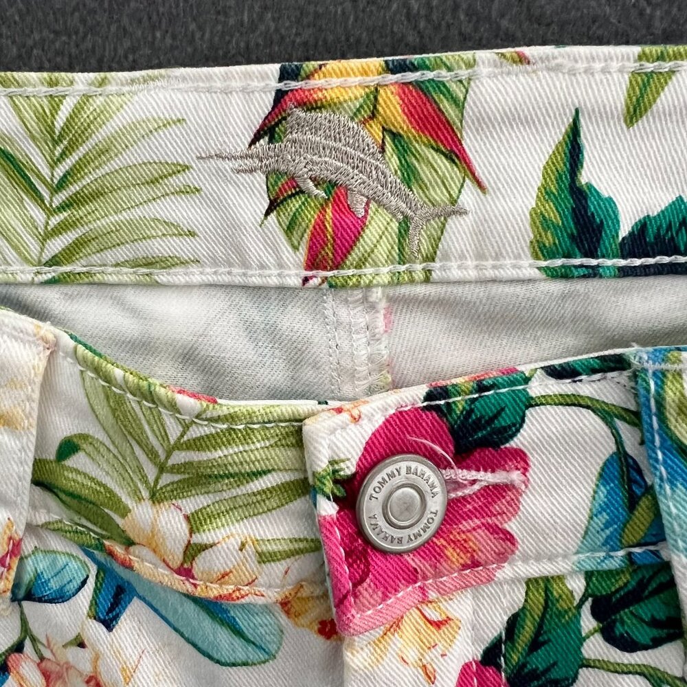 TOMMY BAHAMA 🌸 Tropical Floral Jeans 27x28 Skinny Ankle Paradise Vibrant Colors - Picture 7 of 8